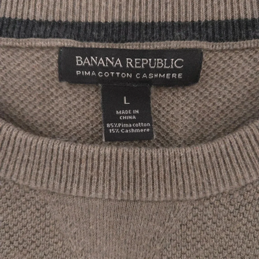 Banana Republic Cotton Cashmere Sweater Mens Large Brown Crewneck Raglan